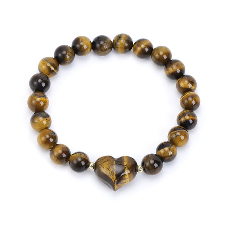 Buddha Stones Natural Amethyst Green Aventurine Tiger Eye Strawberry Quartz Love Heart Spiritual Bracelet - Tiger Eye(Wrist Circumference 14-16cm) - image 31