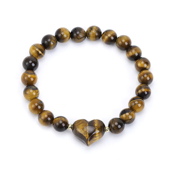 Buddha Stones Natural Amethyst Green Aventurine Tiger Eye Strawberry Quartz Love Heart Spiritual Bracelet - Tiger Eye(Wrist Circumference 14-16cm) - image 31