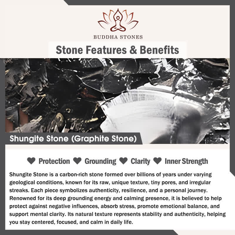 Buddha Stones 8mm Natural Authentic Shungite Stone Protection Beaded Bracelet - image 5