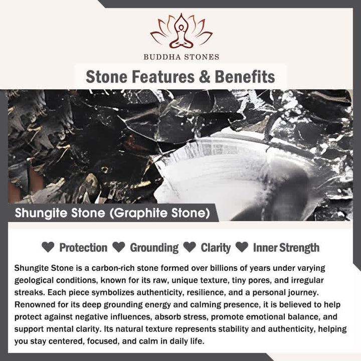 Buddha Stones Geometric Round Authentic Shungite Stone Rope Inner Strength Necklace Pendant - image 5