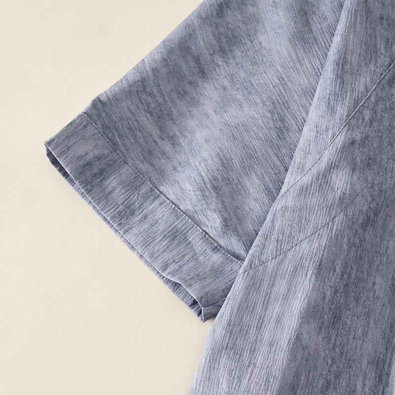 Buddha Stones Summer Crew Neck Plain Short Sleeve Below Knee Dress - image 8