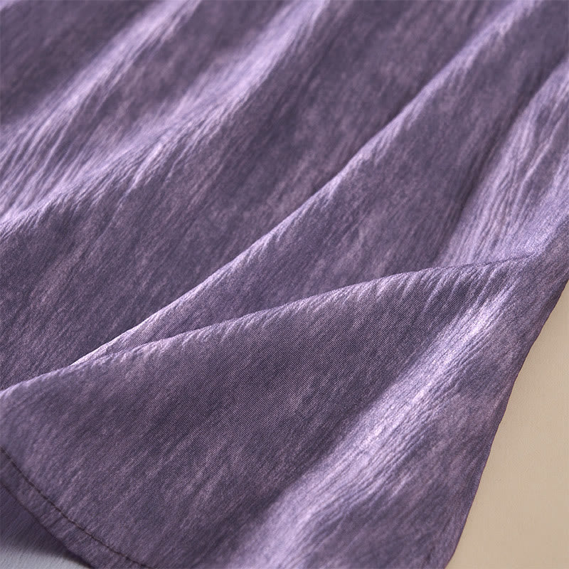 Buddha Stones Summer Crew Neck Plain Short Sleeve Below Knee Dress - image 5