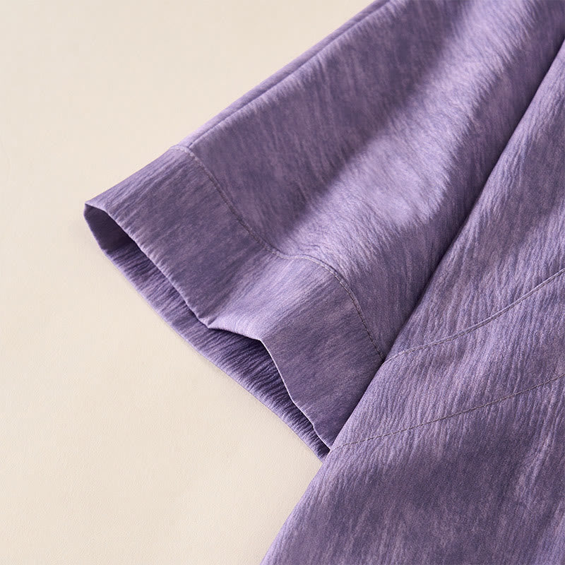 Buddha Stones Summer Crew Neck Plain Short Sleeve Below Knee Dress - image 4