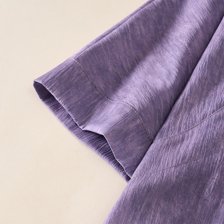 Buddha Stones Summer Crew Neck Plain Short Sleeve Below Knee Dress - image 4