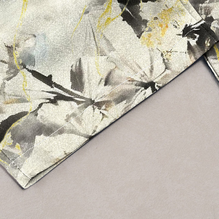 Buddha Stones Pure Cotton Ink Flower Golden Lines Pattern Women's Elastic Waist Pants With Pockets - image 2