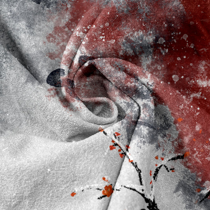 Buddha Stones Pure Cotton Plum Blossom Snow Pattern Women's Elastic Waist Pants With Pockets - image 2