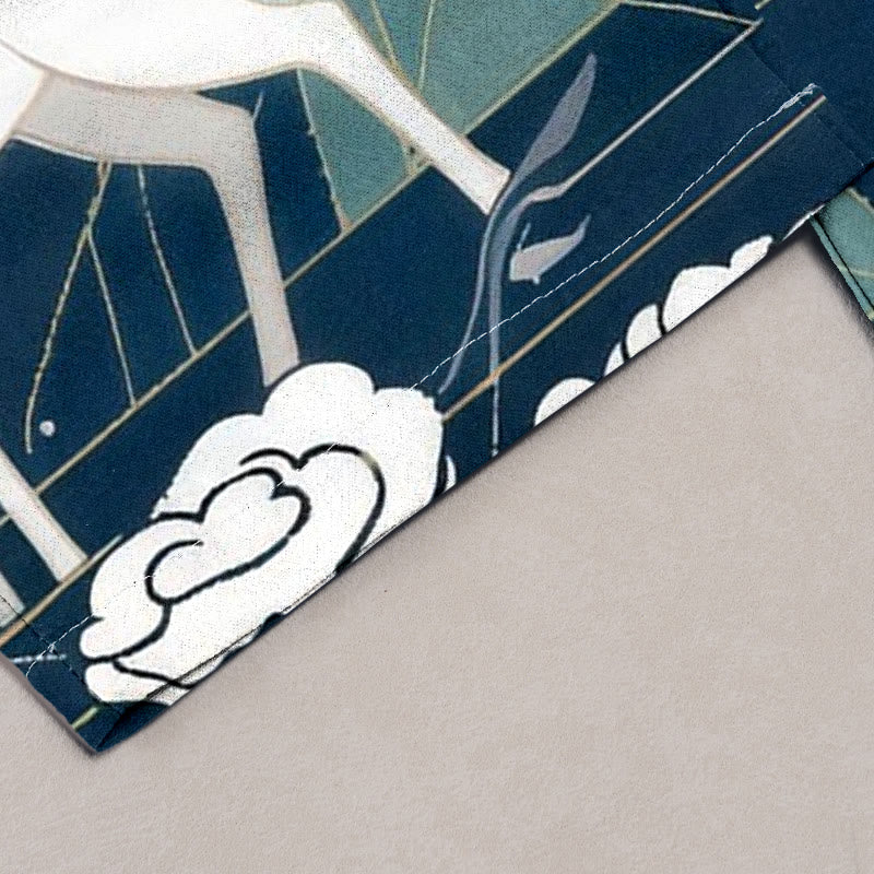 Buddha Stones Pure Cotton Pink Blossom Deer Mountain Pattern Women's Elastic Waist Pants With Pockets - image 1