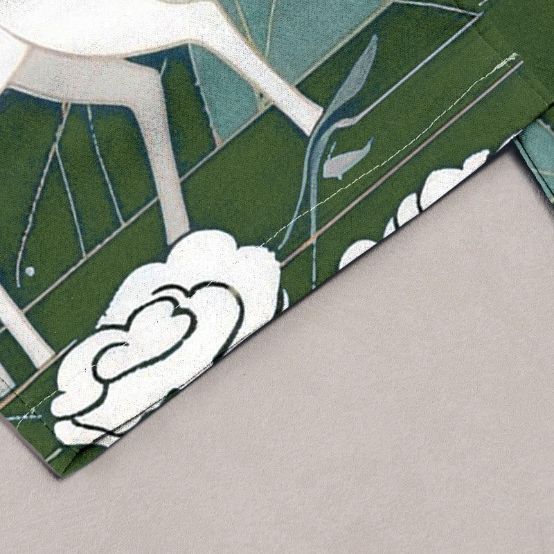 Buddha Stones Pure Cotton Pink Blossom Deer Mountain Pattern Women's Elastic Waist Pants With Pockets - image 4