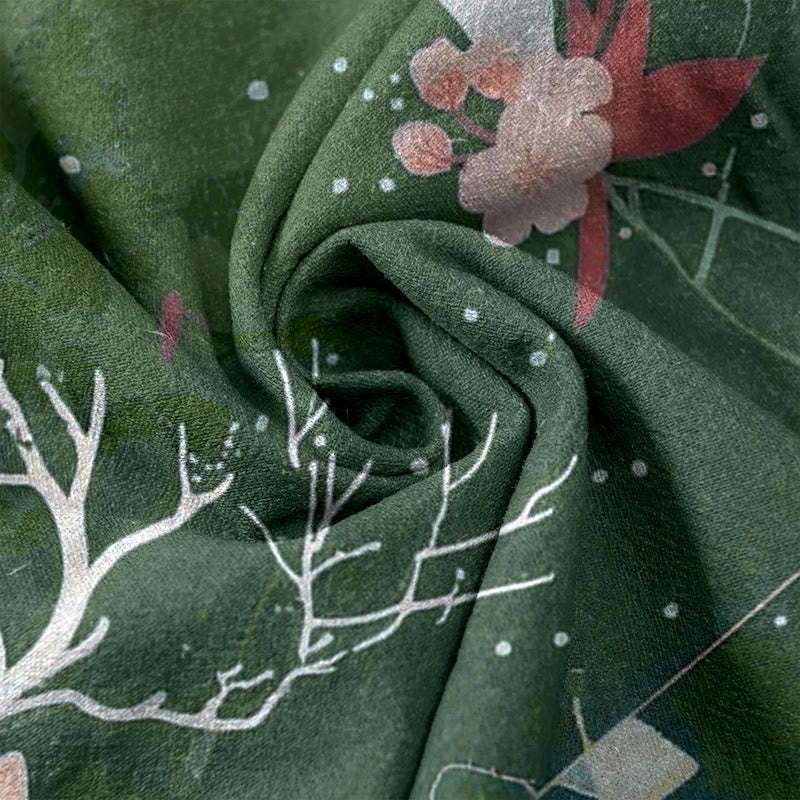 Buddha Stones Pure Cotton Pink Blossom Deer Mountain Pattern Women's Elastic Waist Pants With Pockets - image 5