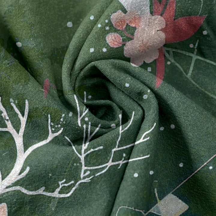 Buddha Stones Pure Cotton Pink Blossom Deer Mountain Pattern Women's Elastic Waist Pants With Pockets - image 5