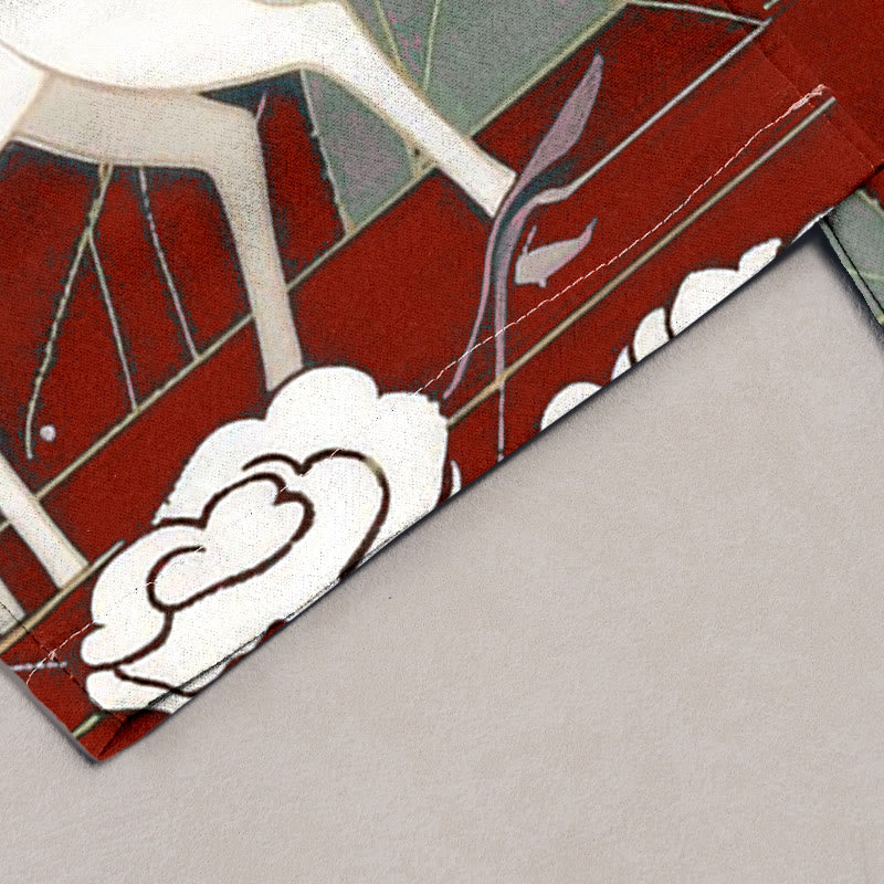 Buddha Stones Pure Cotton Pink Blossom Deer Mountain Pattern Women's Elastic Waist Pants With Pockets - image 7