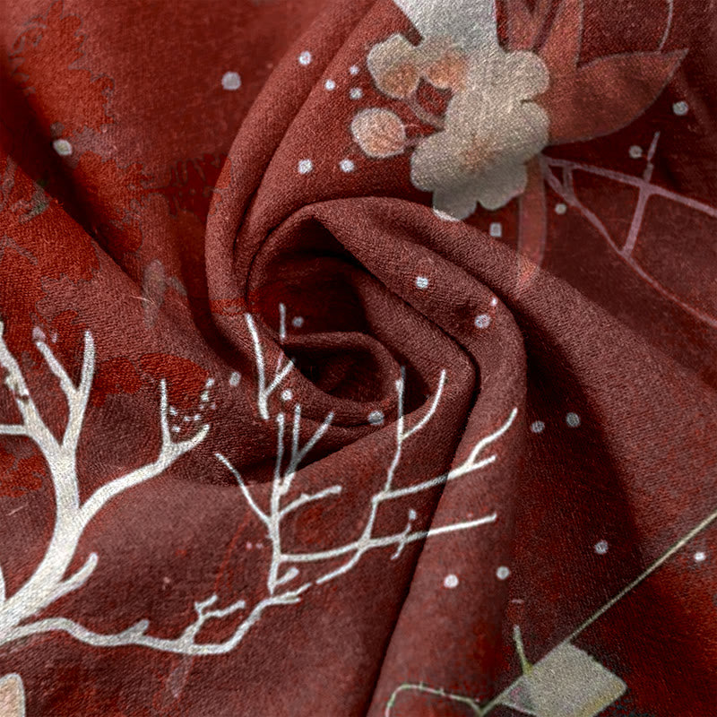 Buddha Stones Pure Cotton Pink Blossom Deer Mountain Pattern Women's Elastic Waist Pants With Pockets - image 8