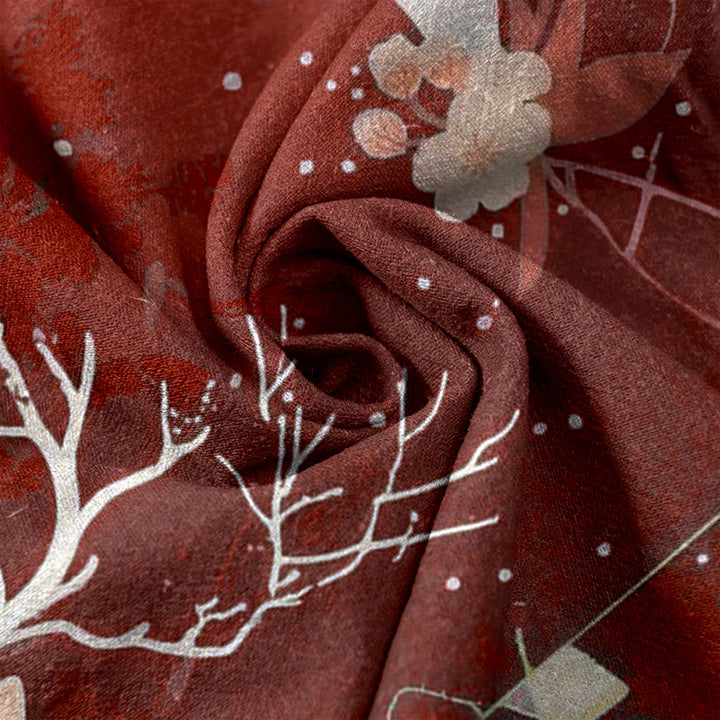 Buddha Stones Pure Cotton Pink Blossom Deer Mountain Pattern Women's Elastic Waist Pants With Pockets - image 8