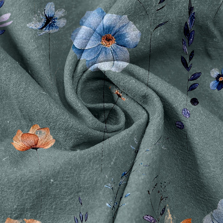 Buddha Stones Pure Cotton Wildflower Peach Blossom Pattern Women's Elastic Waist Pants With Pockets - image 3