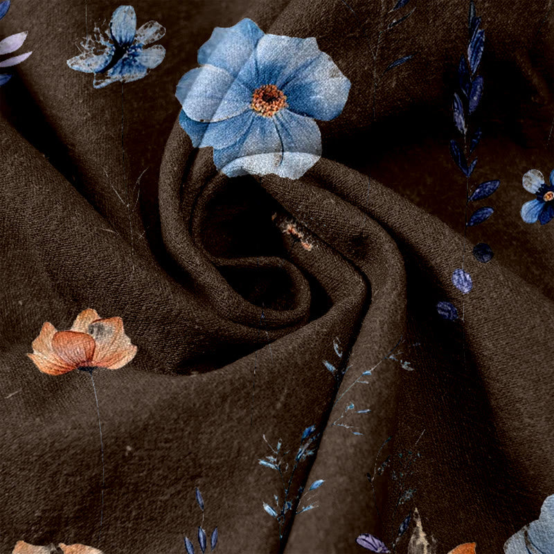 Buddha Stones Pure Cotton Wildflower Peach Blossom Pattern Women's Elastic Waist Pants With Pockets - image 7