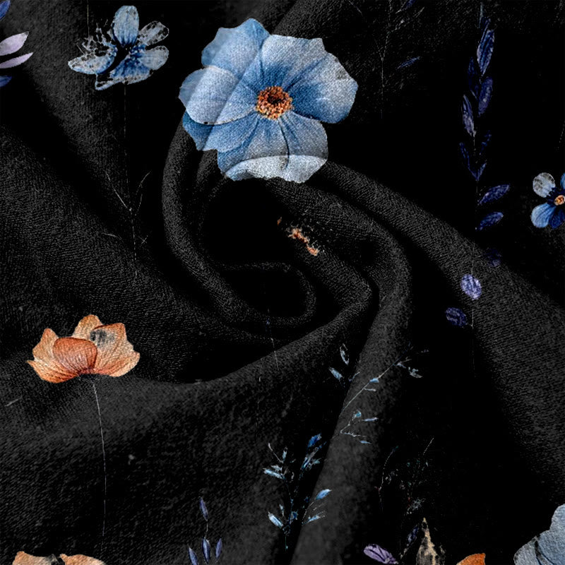 Buddha Stones Pure Cotton Wildflower Peach Blossom Pattern Women's Elastic Waist Pants With Pockets - image 11