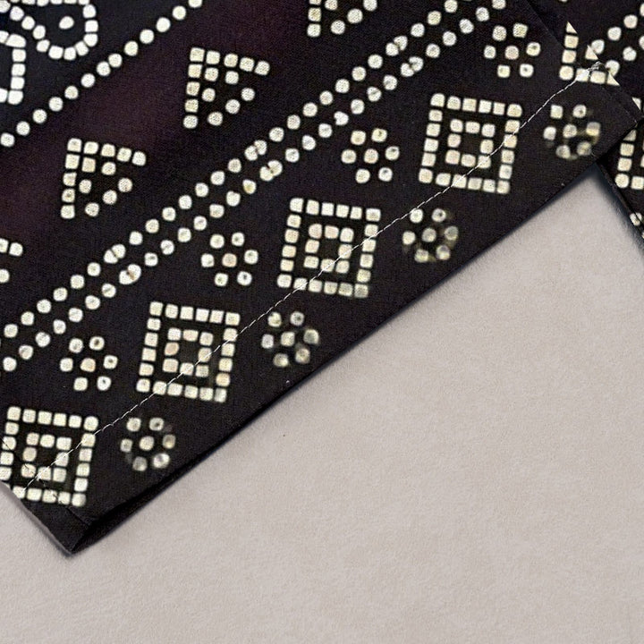 Buddha Stones Pure Cotton Geometric Diamond Motifs Dots Pattern Women's Elastic Waist Pants With Pockets - image 1