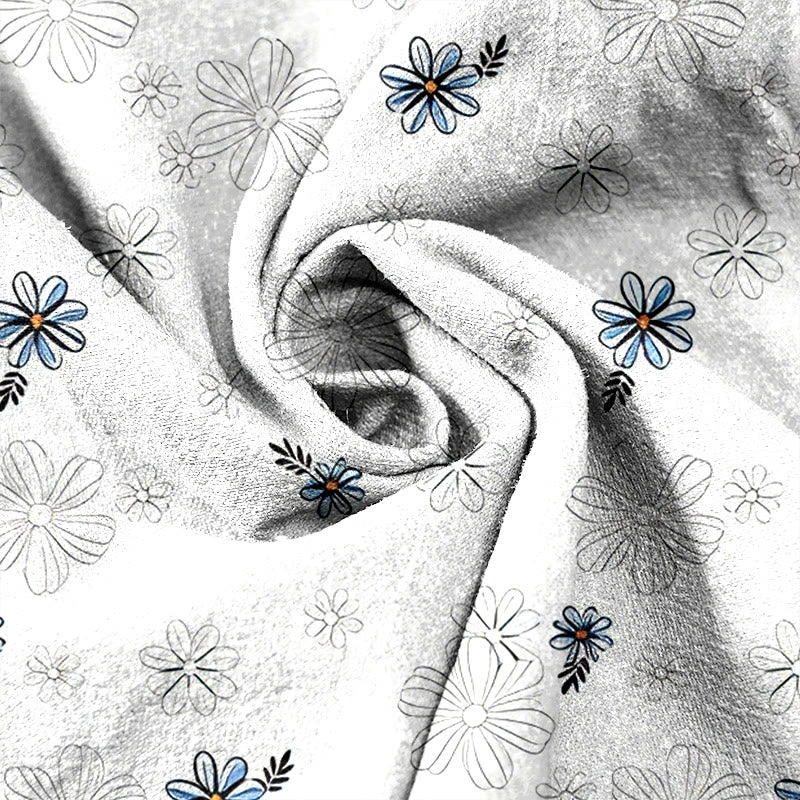 Buddha Stones Pure Cotton Daisy Pattern Women's Elastic Waist Pants With Pockets - image 8