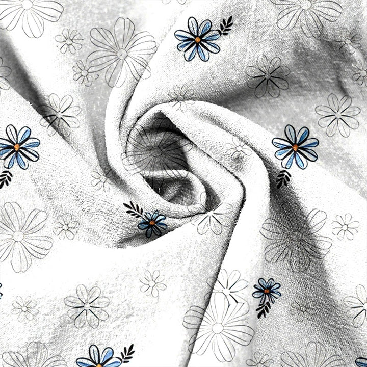 Buddha Stones Pure Cotton Daisy Pattern Women's Elastic Waist Pants With Pockets - image 8