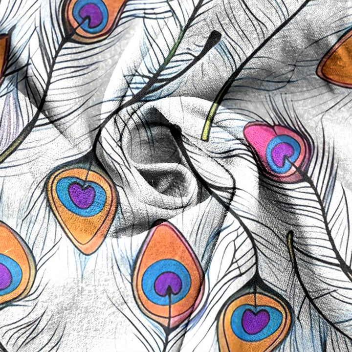 Buddha Stones Pure Cotton Peacock Heart Pattern Women's Elastic Waist Pants With Pockets - image 2