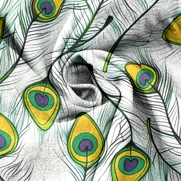 Buddha Stones Pure Cotton Peacock Heart Pattern Women's Elastic Waist Pants With Pockets - image 8