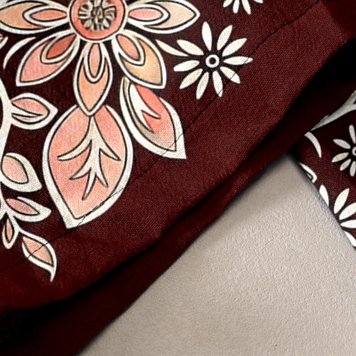 Buddha Stones Pure Cotton Paisley Lotus Pattern Women's Elastic Waist Pants With Pockets - image 6