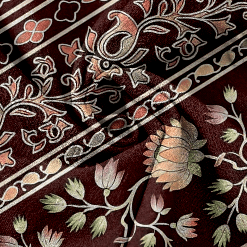 Buddha Stones Pure Cotton Paisley Lotus Pattern Women's Elastic Waist Pants With Pockets - image 7