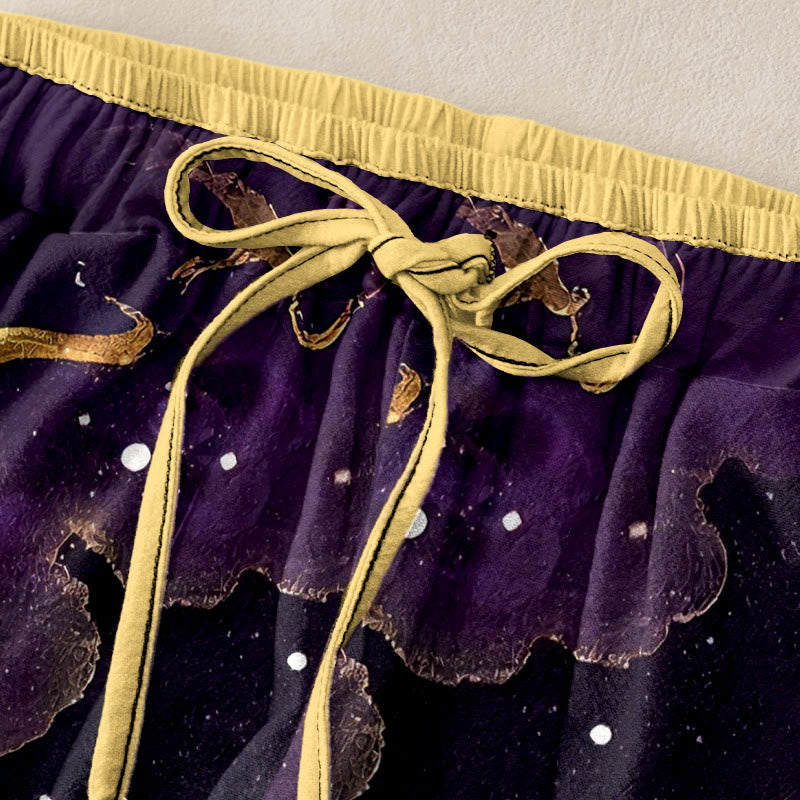 Buddha Stones Pure Cotton Crane Cloud Mountain Pattern Women's Elastic Waist Pants With Pockets - image 5