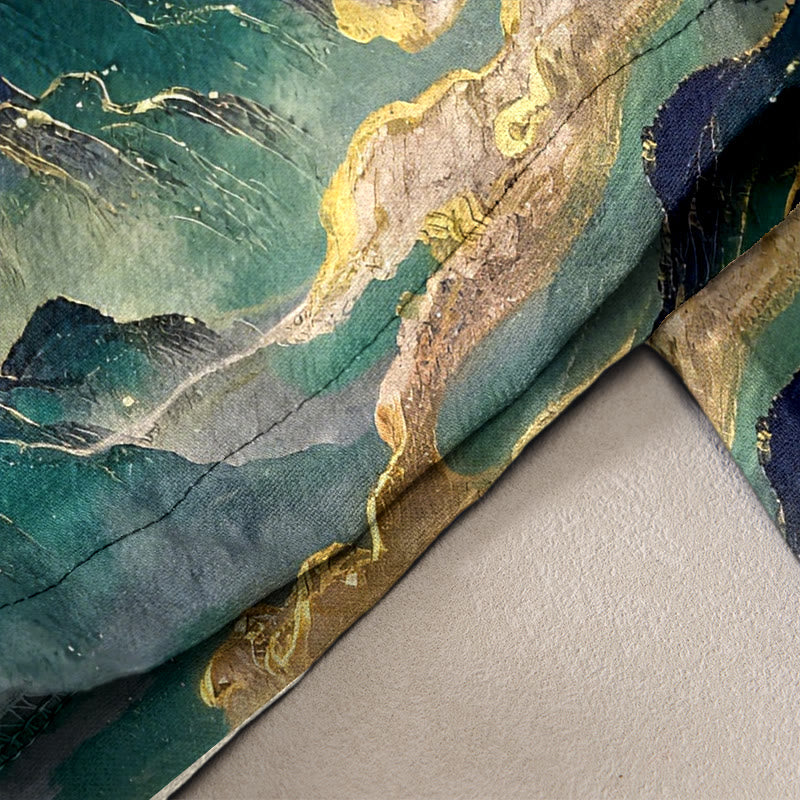 Buddha Stones Pure Cotton Crane Cloud Mountain Pattern Women's Elastic Waist Pants With Pockets - image 6