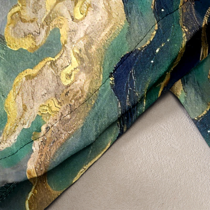 Buddha Stones Pure Cotton Crane Cloud Mountain Pattern Women's Elastic Waist Pants With Pockets - image 10