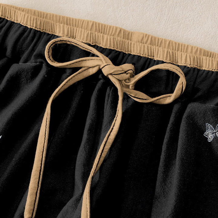 Buddha Stones Pure Cotton Flower Petal Pattern Women's Elastic Waist Pants With Pockets - image 9