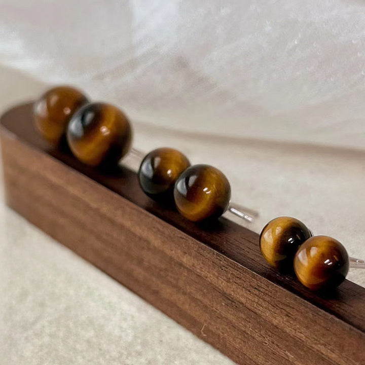 Buddha Stones Simple Tiger Eye Retro Round Protection Stud Earrings - image 4
