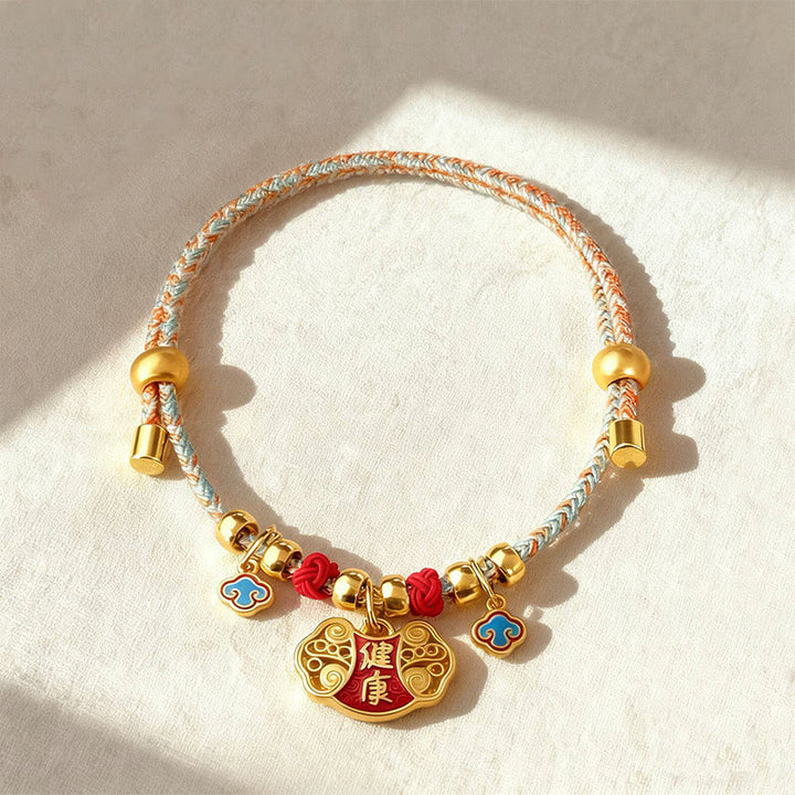Buddha Stones Colorful String Bead Plaited Fu Character Protection Adjustable Cats Dogs Pet Collar - Health Blessing - 40-50cm - image 3