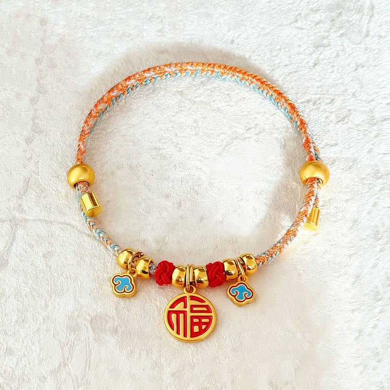 Buddha Stones Colorful String Bead Plaited Fu Character Protection Adjustable Cats Dogs Pet Collar - image 1