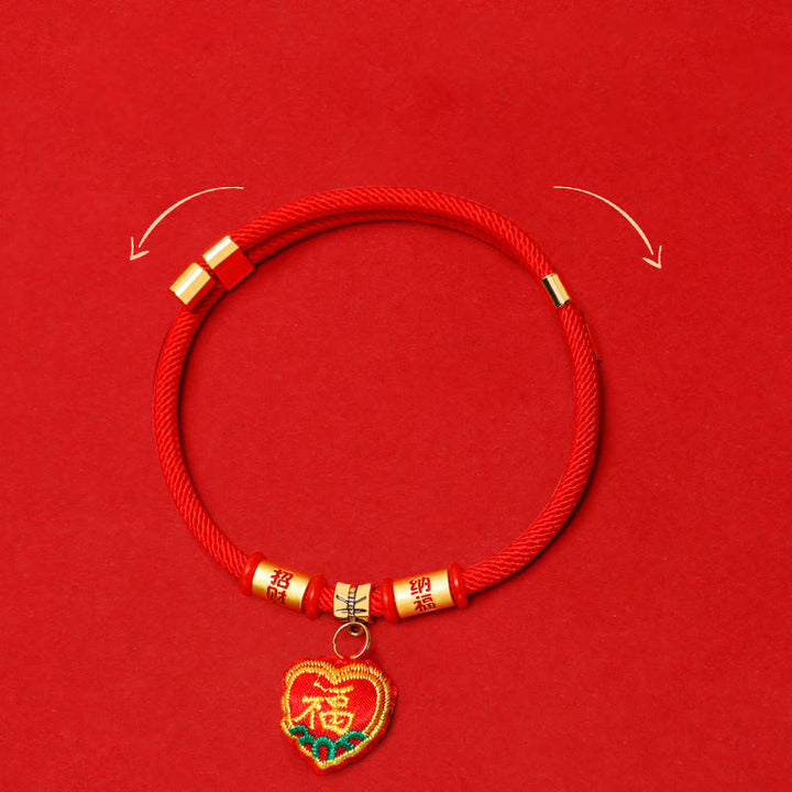 Buddha Stones Red String Plaited Embroidery Tiger Fu Character Protection Adjustable Cats Dogs Pet Collar - image 15