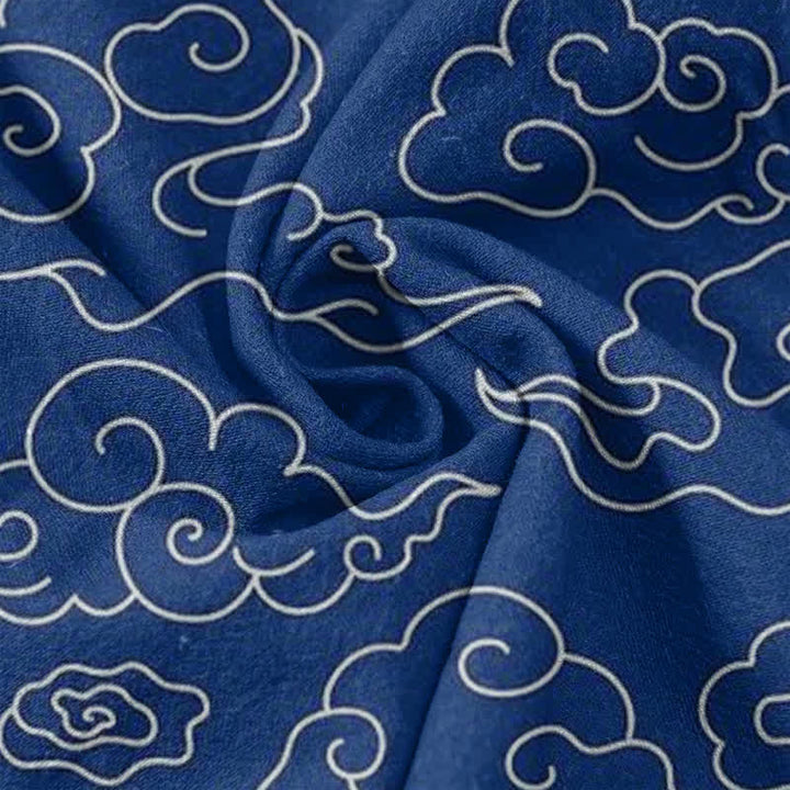 Buddha Stones Cotton Cloud Pattern Men's Short Sleeve Half Button Shirt - image 4