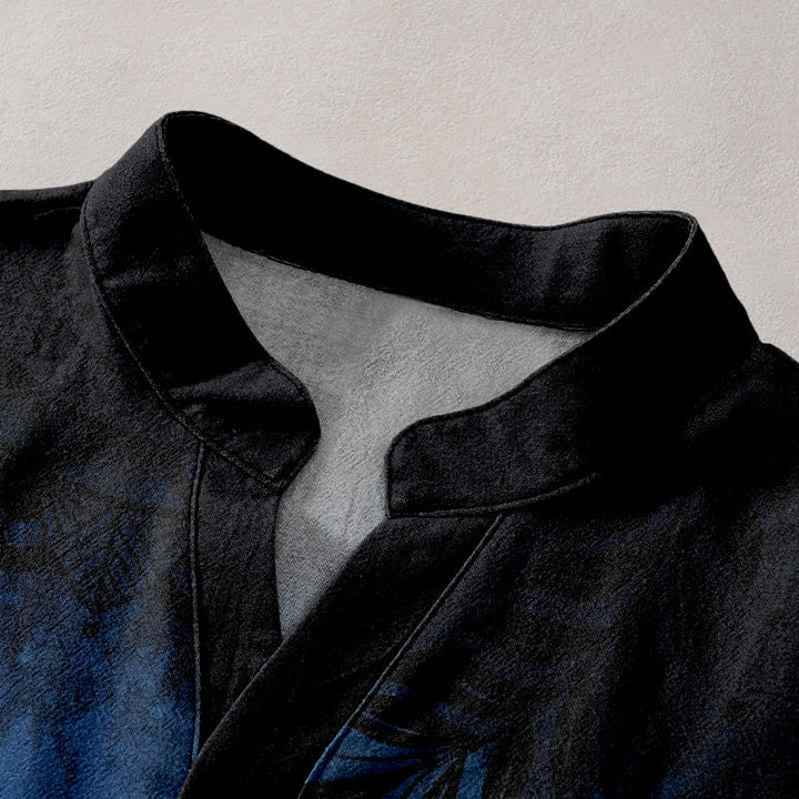 Buddha Stones Cotton Mandala Pattern Men's Short Sleeve Half Button Shirt - image 2