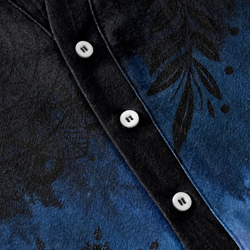 Buddha Stones Cotton Mandala Pattern Men's Short Sleeve Half Button Shirt - image 3