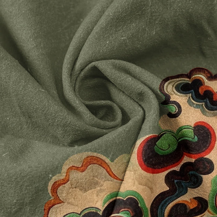 Buddha Stones Cotton Mural Cloud Pattern Men's Short Sleeve Half Button Shirt - image 4