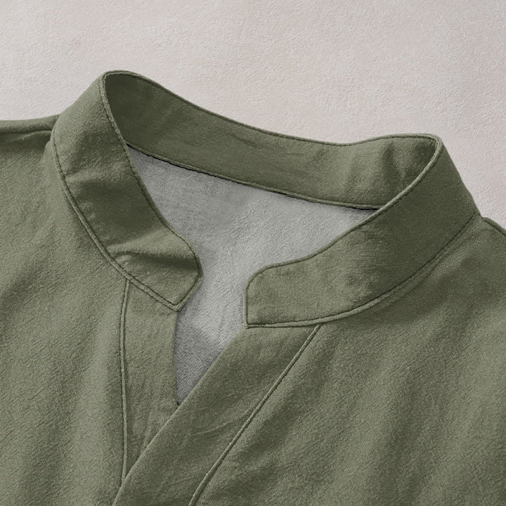 Buddha Stones Cotton Mural Cloud Pattern Men's Short Sleeve Half Button Shirt - image 2