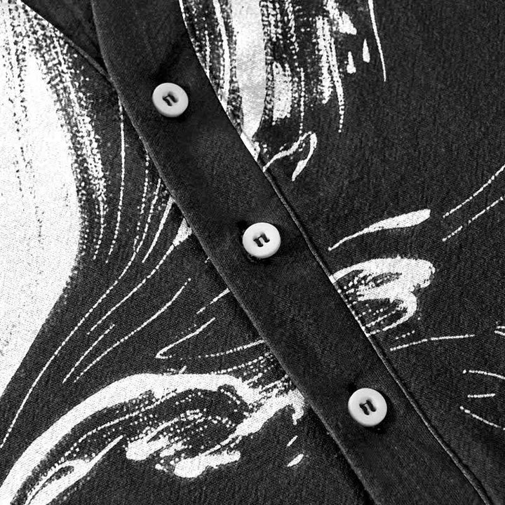 Buddha Stones Cotton Tai Chi Pattern Men's Short Sleeve Half Button Shirt - image 3