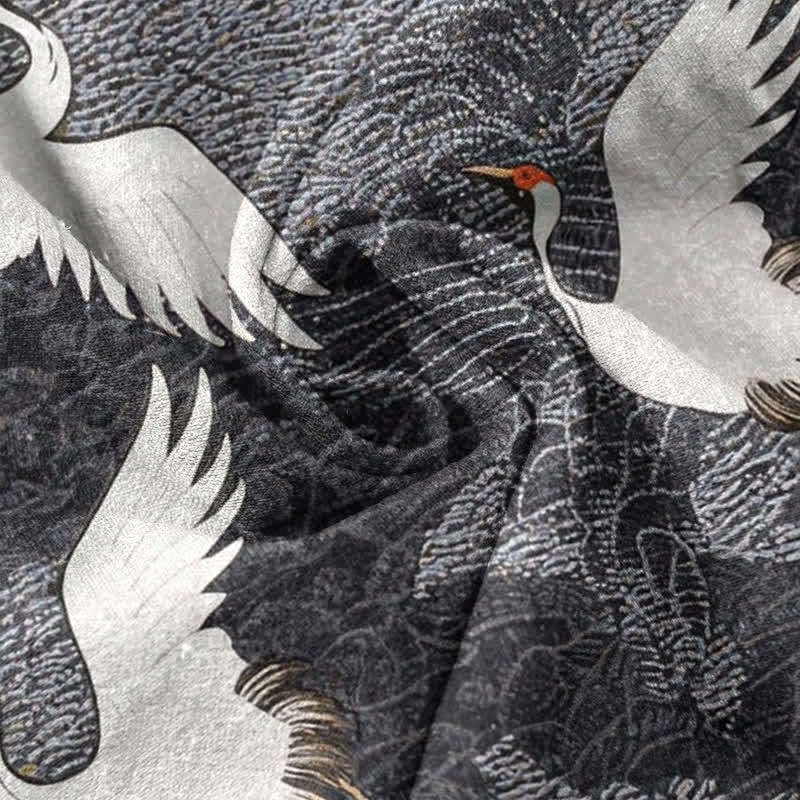 Buddha Stones Crane Short Sleeve Men's Shirt Resort Casual - image 4