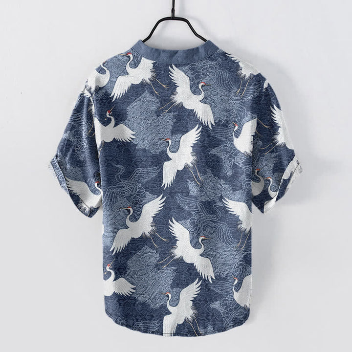 Buddha Stones Crane Short Sleeve Men's Shirt Resort Casual - image 8