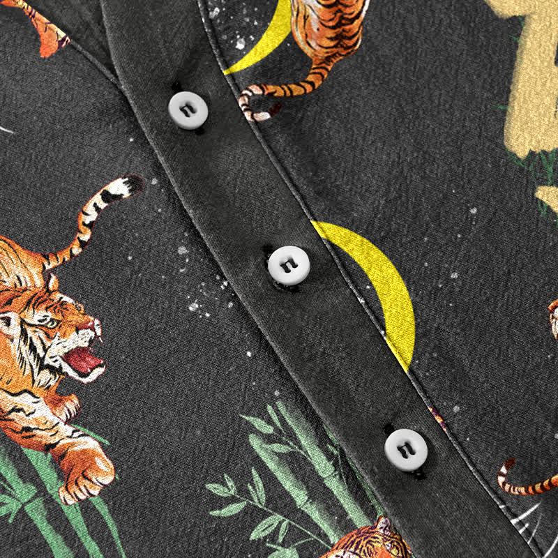 Buddha Stones Tiger Moon Bamboo Men's Short Sleeve Resort Shirt - image 3