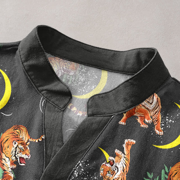 Buddha Stones Tiger Moon Bamboo Men's Short Sleeve Resort Shirt - image 2