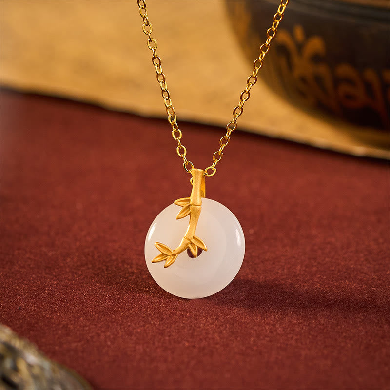 Buddha Stones Bamboo Peace Buckle Auspicious Necklace Pendant - image 1