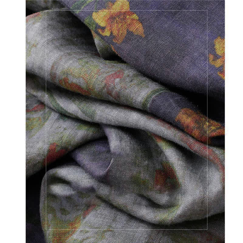 Buddha Stones Summer V Neck Drawstring Waist Floral Short Sleeve Below Knee Dress With Pockets - image 9