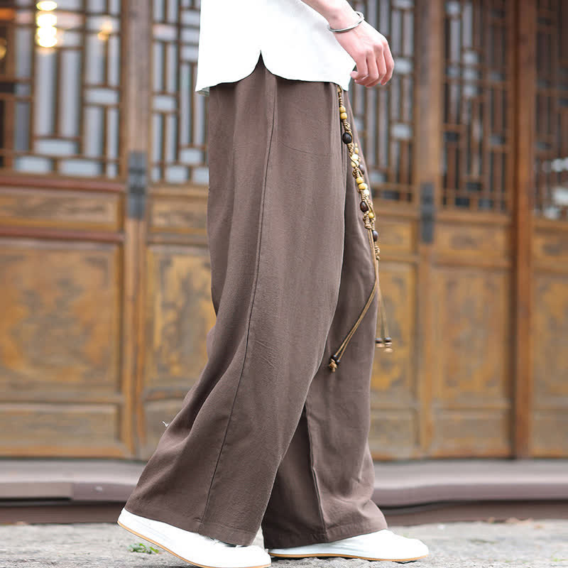 Buddha Stones Summer Ethnic Beaded Tassel Cotton Men's Long Straight Leg Pants - image 5