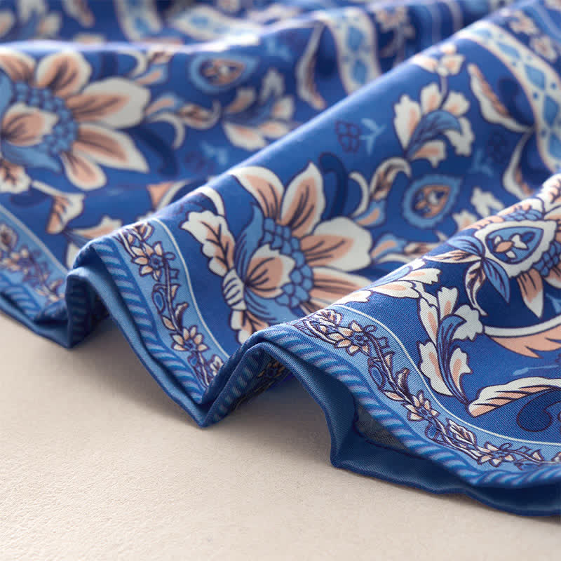 Buddha Stones Fall Boho Floral Paisley Cotton Bracelet Sleeve Women's Mini Dress with Puff Sleeves and Tie Neck - image 4