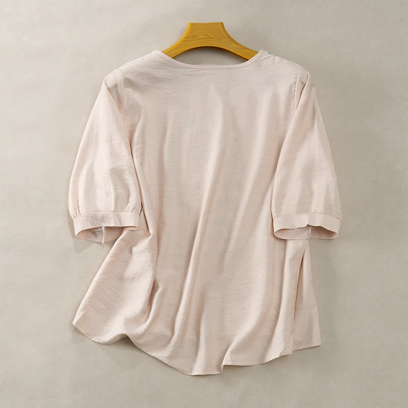 Buddha Stones Spring Boho Embroidered Elbow-Length Sleeve Women's T-Shirts - image 14
